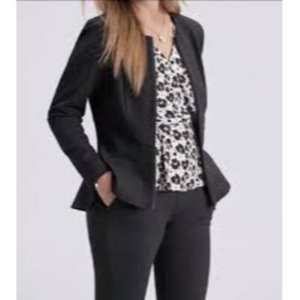 Cabi‎ Women's S Black Criss Cross Blazer Zip Up Ponte Knit Jacket Careerwear